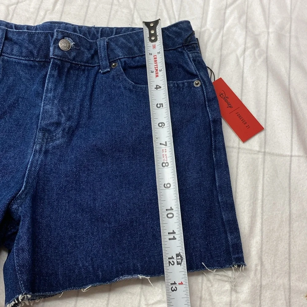 Forever 21 Women's Disney Mickey Mouse Denim Bermuda Shorts in Dark Denim, 13/14 - Picture 7 of 10